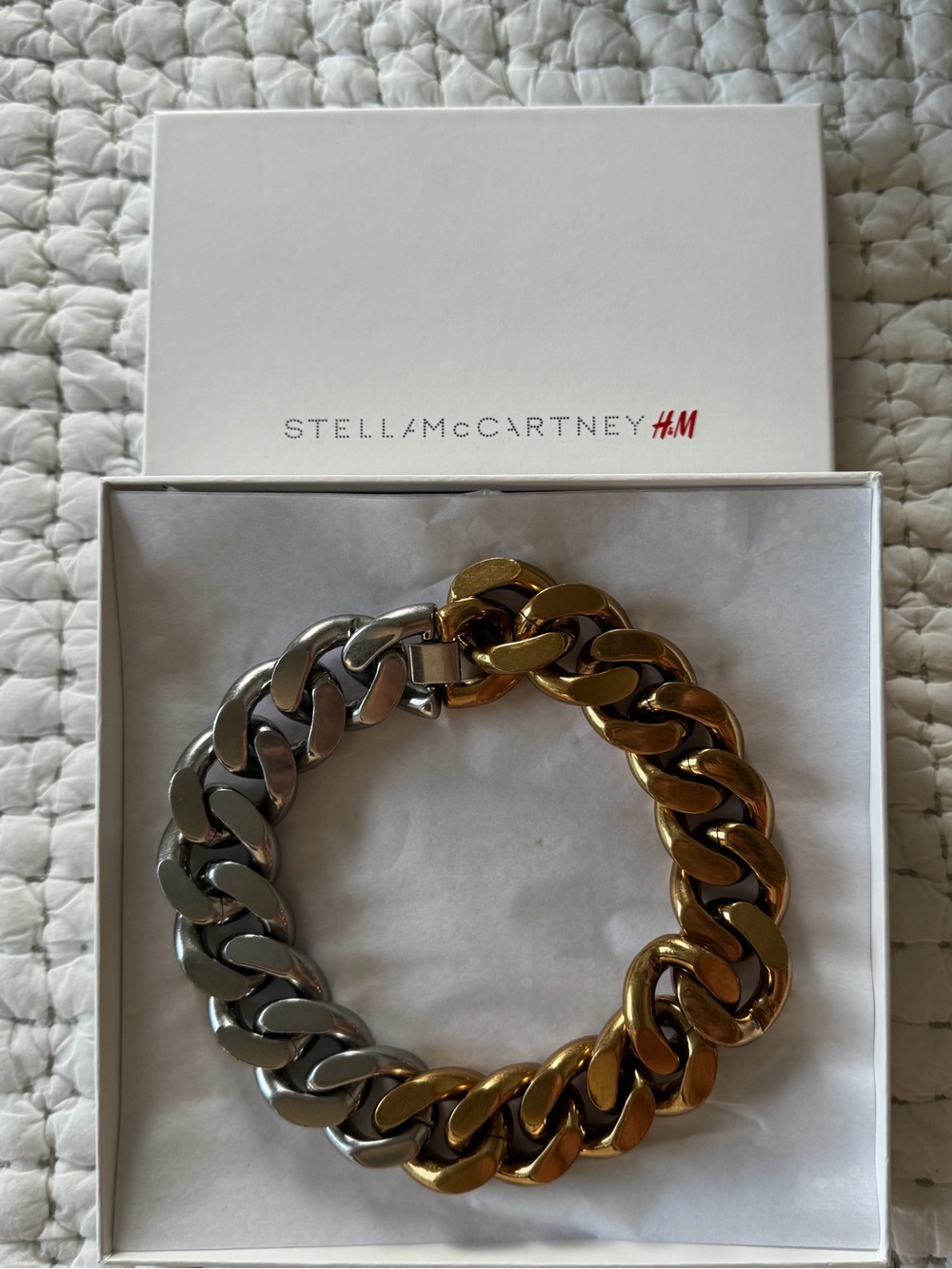 Stella McCartney Two-Tone Gold and Silver Chunky Curb Bracelet